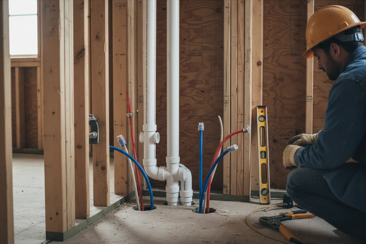 Drain and supply rough-in during Sump Pump Repair in Council Hill